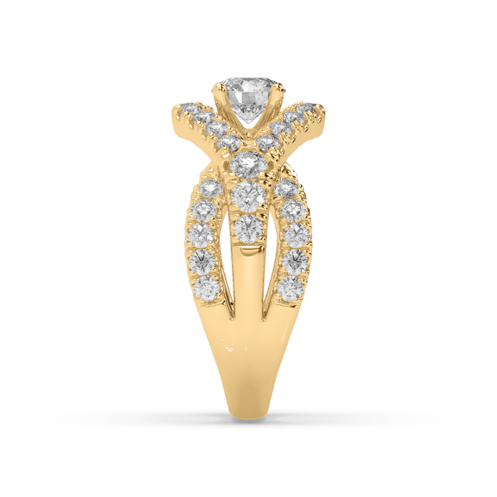 Butterfly Trio Lab Diamond Round 0.6 Ct Solitaire Ring