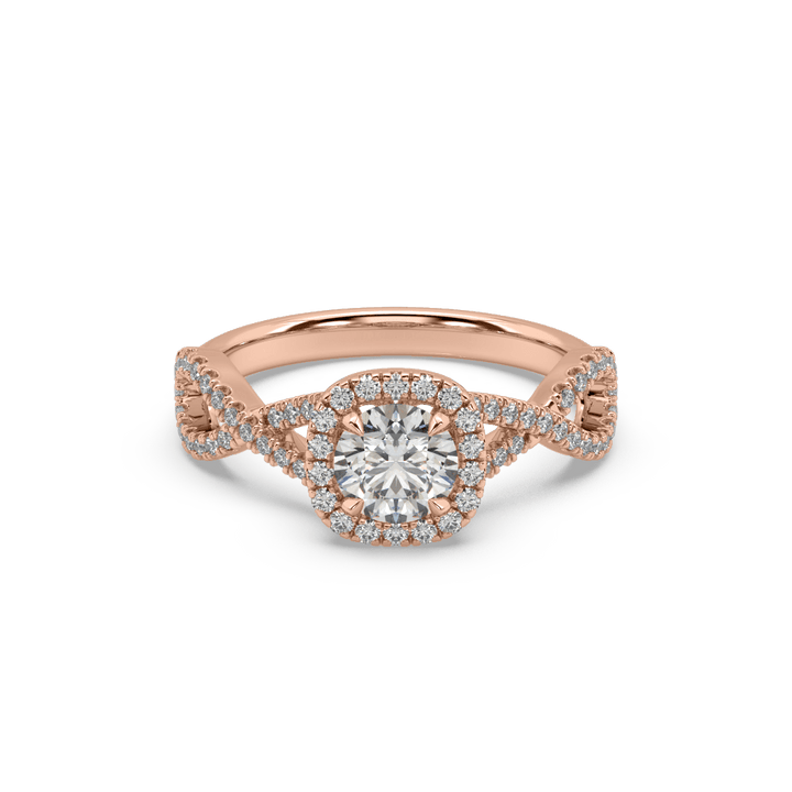 Lab Diamond Infinite Love Round Halo Solitaire Ring