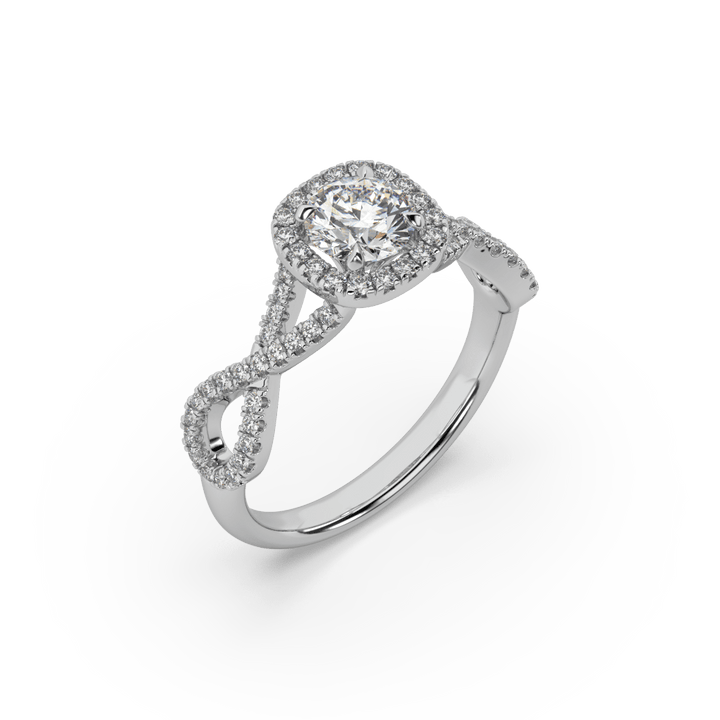 Lab Diamond Infinite Love Round Halo Solitaire Ring