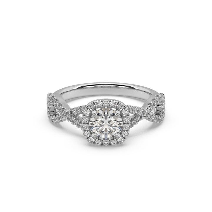 Lab Diamond Infinite Love Round Halo Solitaire Ring