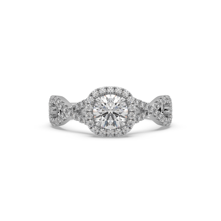 Lab Diamond Infinite Love Round Halo Solitaire Ring