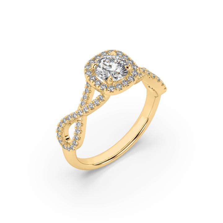 Lab Diamond Infinite Love Round Halo Solitaire Ring