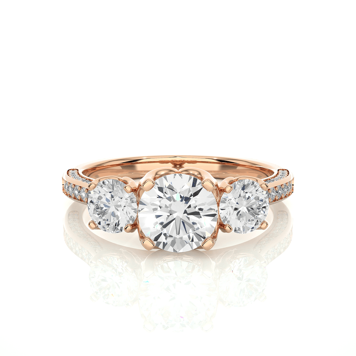 Lab Diamond Engraved Precious Round 1 Ct Solitaire Ring