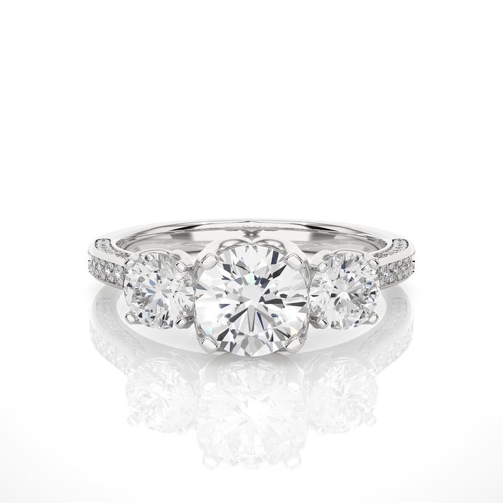 Lab Diamond Engraved Precious Round 1 Ct Solitaire Ring