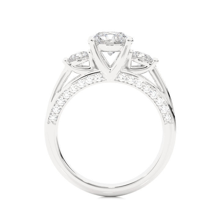 Elegant Three Stone Round Lab Diamond 1 Ct Solitaire Ring