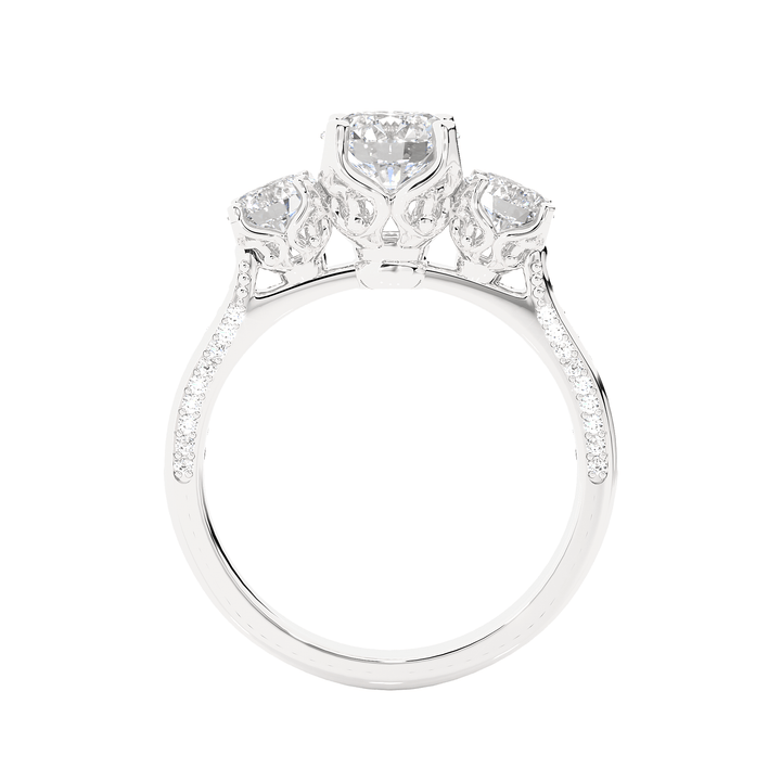 Lab Diamond Engraved Precious Round 1 Ct Solitaire Ring