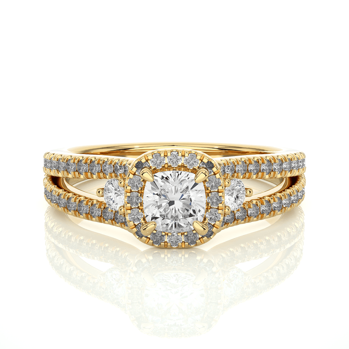 Curved V Cushion Lab Diamond Solitaire Ring