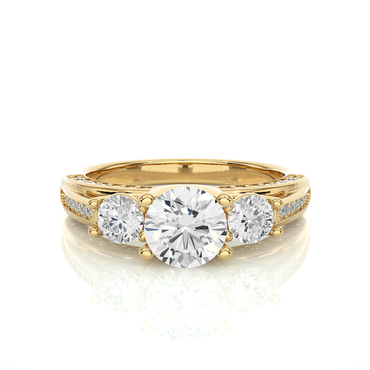 Elegant Three Stone Round Lab Diamond 1 Ct Solitaire Ring