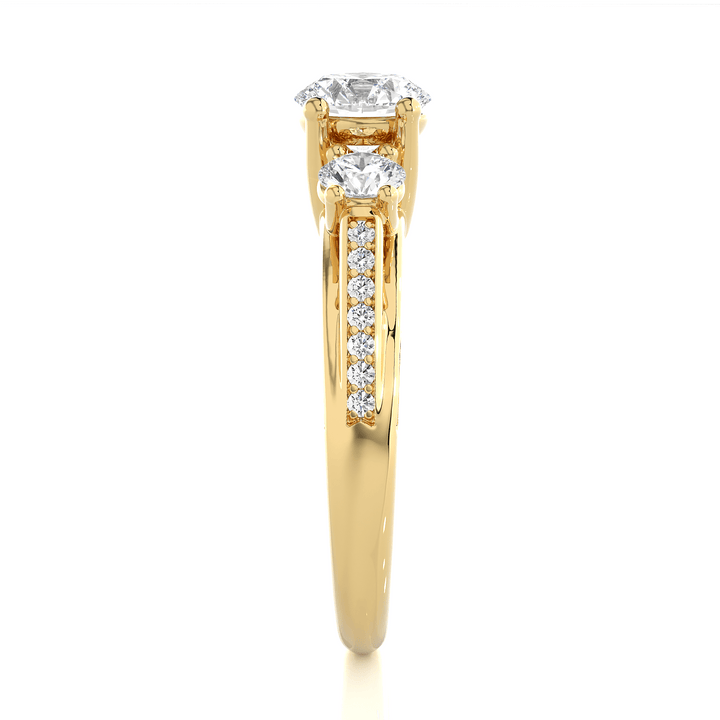 Elegant Three Stone Round Lab Diamond 1 Ct Solitaire Ring